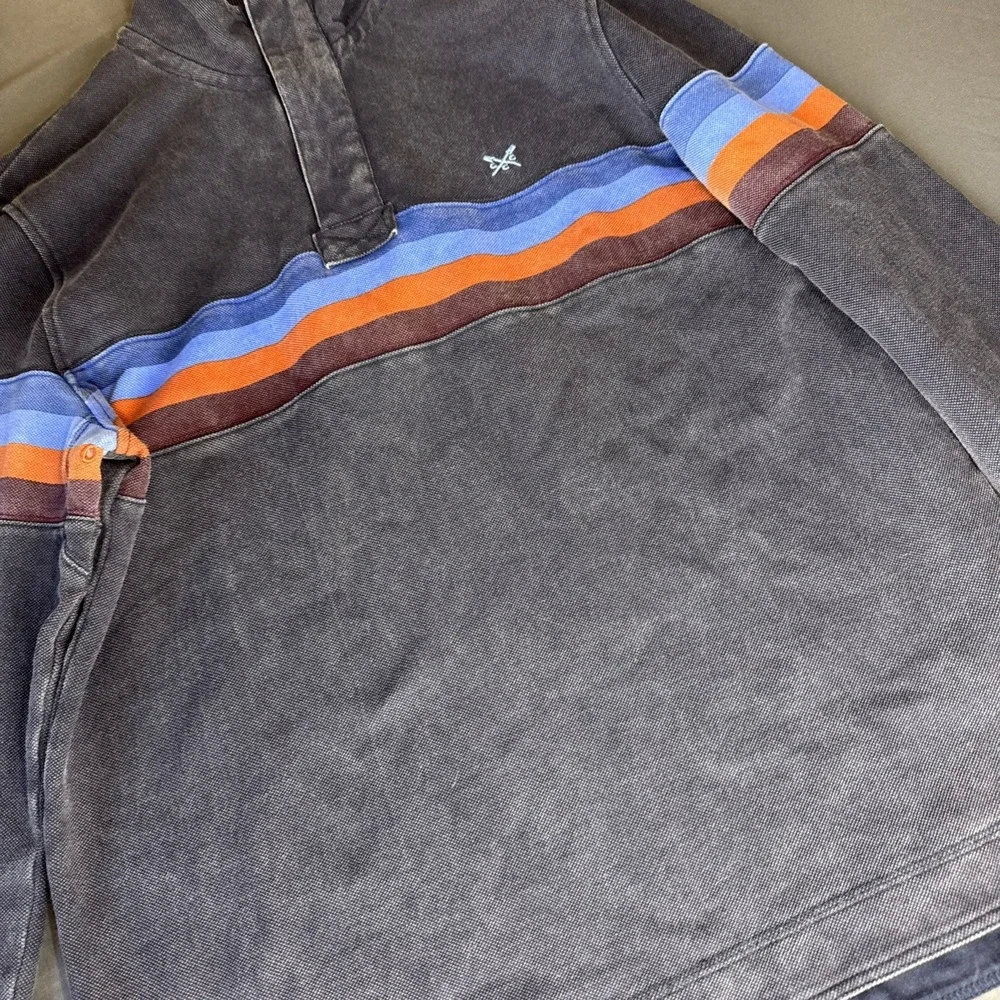 Crew Clothing‎ Company men's M navy cotton Tripe 1/4 zip top, Thick Heavy Nice!